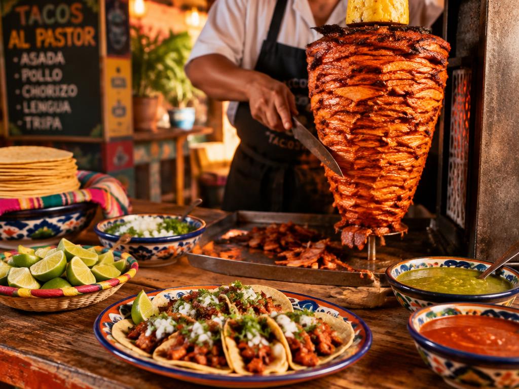 Street tacos al pastor with all the fixings